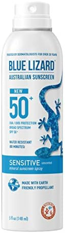 BLUE LIZARD Mineral Sunscreen Sensitive SPF 50+ Spray, 5 Ounce | Amazon (US)