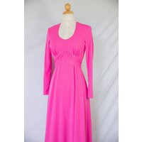 1970S Hot Pink Regency Dress With Lace Bib/Edwardian Victorian | Etsy (US)
