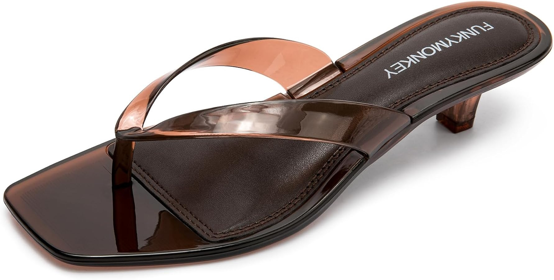 FUNKYMONKEY Women’s Square Open Toe Flip Flops Low Heels Sandals Dress for Summer Slide Shoes | Amazon (US)