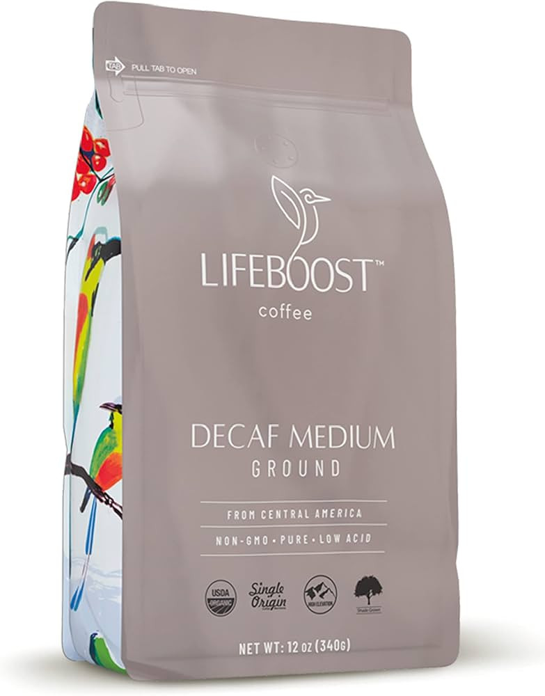 Lifeboost Coffee Medium Roast Swiss Water Decaf Coffee Ground - Low Acid Single Origin USDA Decaf... | Amazon (US)