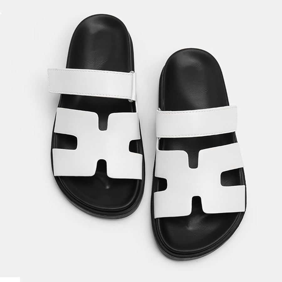 Mecfiino Womens Flat Sandals for Womens Non Slip Velcro Sandals Comfortable Summer Slide Sandals | Amazon (US)