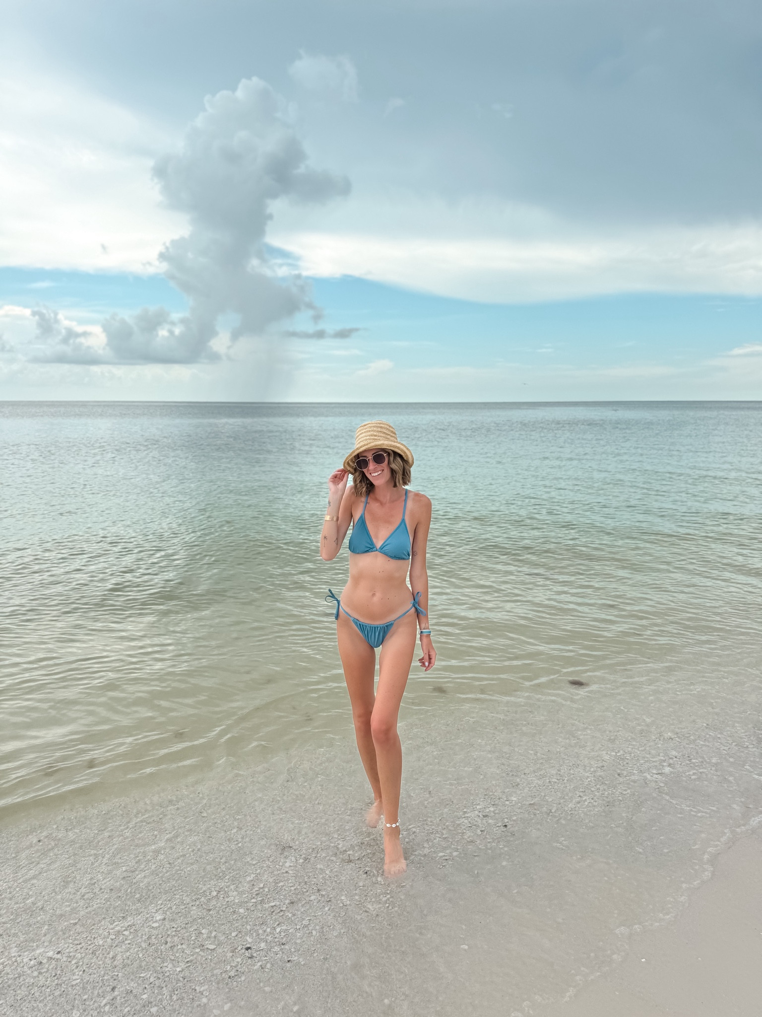 Target swimsuit find is perfect for your next beach trip vacation getaway and pool days, I paired it with this fun straw bucket hat that’s packable
Bikini under $50