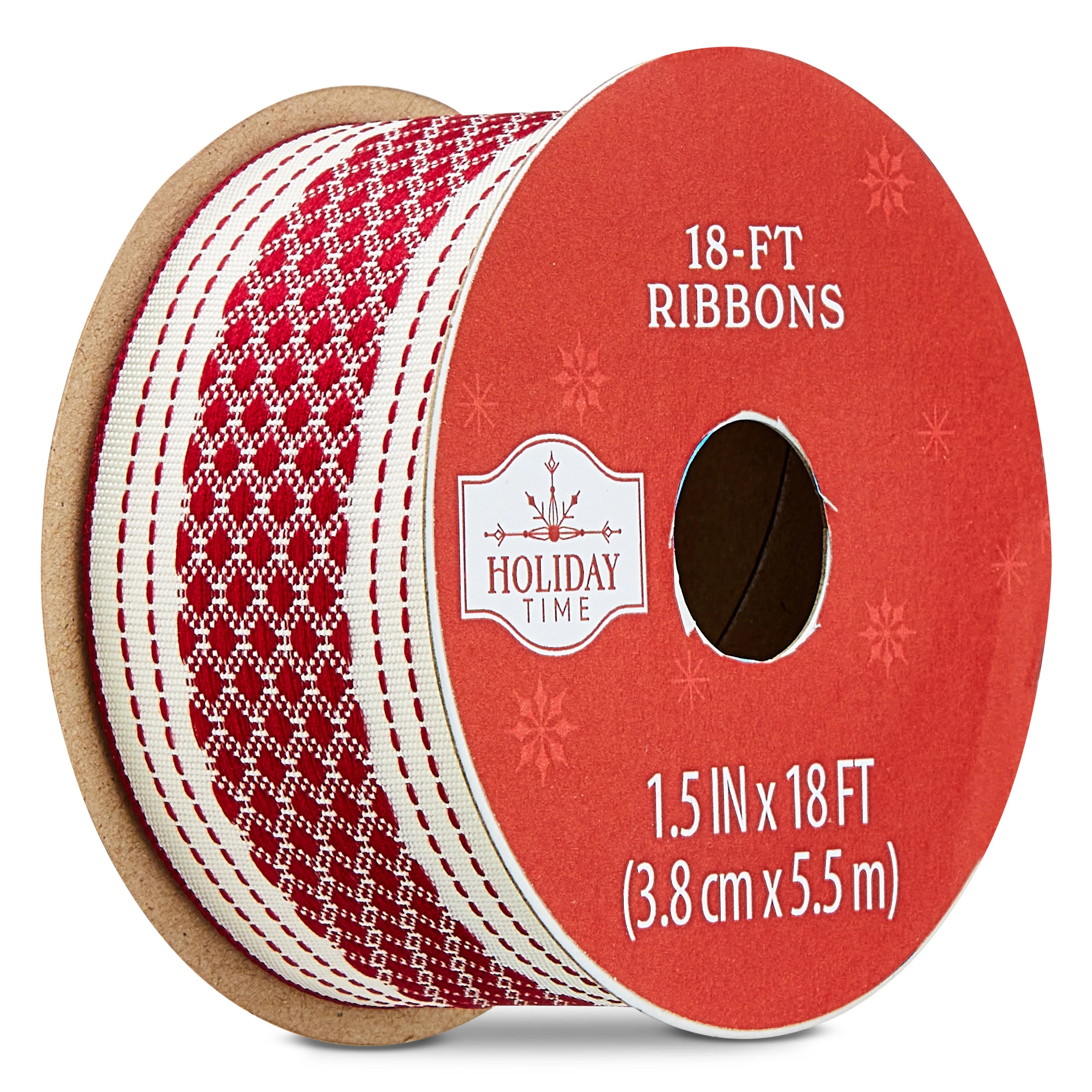 Christmas Ribbon, Red and White, 1.5" x 18', by Holiday Time | Walmart (US)
