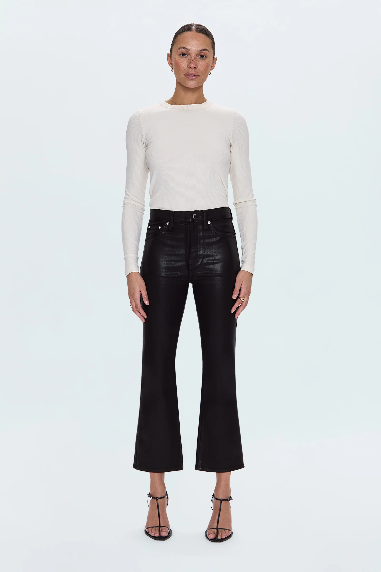 Lennon High Rise Crop Boot Pant - Coated Mocha | Pistola Denim