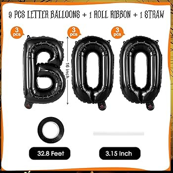 Boo Banner Balloons, 16 Inch Halloween Black Boo Letters Balloons, Boo Foil Mylar Balloons for Ha... | Amazon (US)
