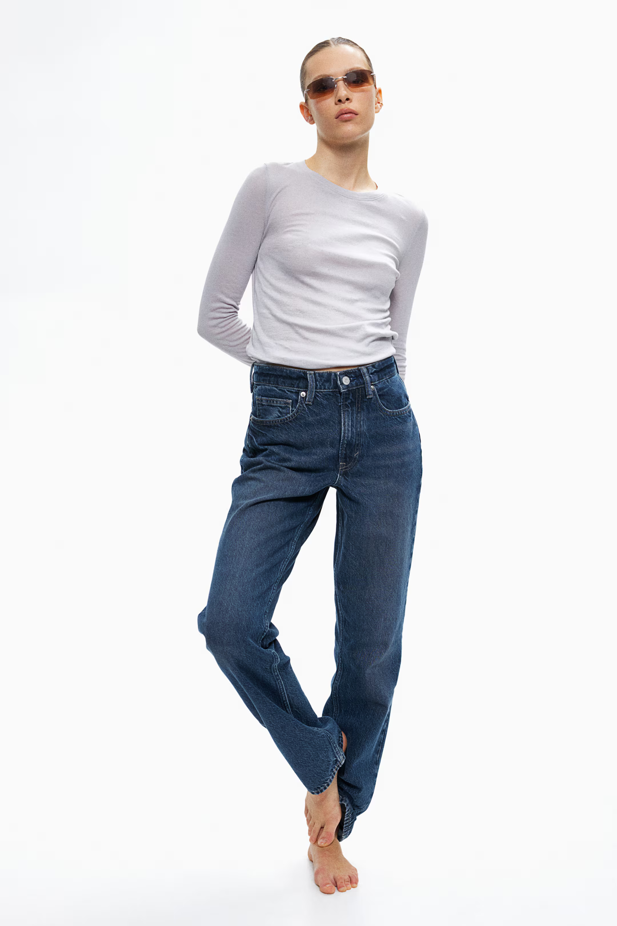 Straight High Jeans - High waist - Extra-long legs - Denim blue - Ladies | H&M US | H&M (US + CA)