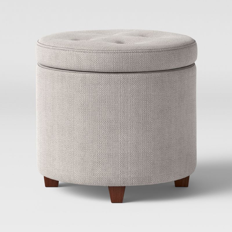 Round Tufted Storage Ottoman Textured Weave Gray - Threshold™ | Target