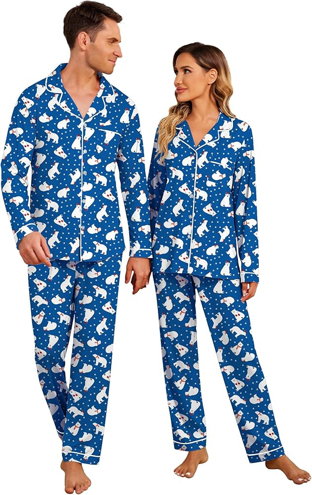 Ekouaer Christmas Family Matching Pajamas Long Sleeve Button Down Pj Set Festival Party Sleepwear | Amazon (US)