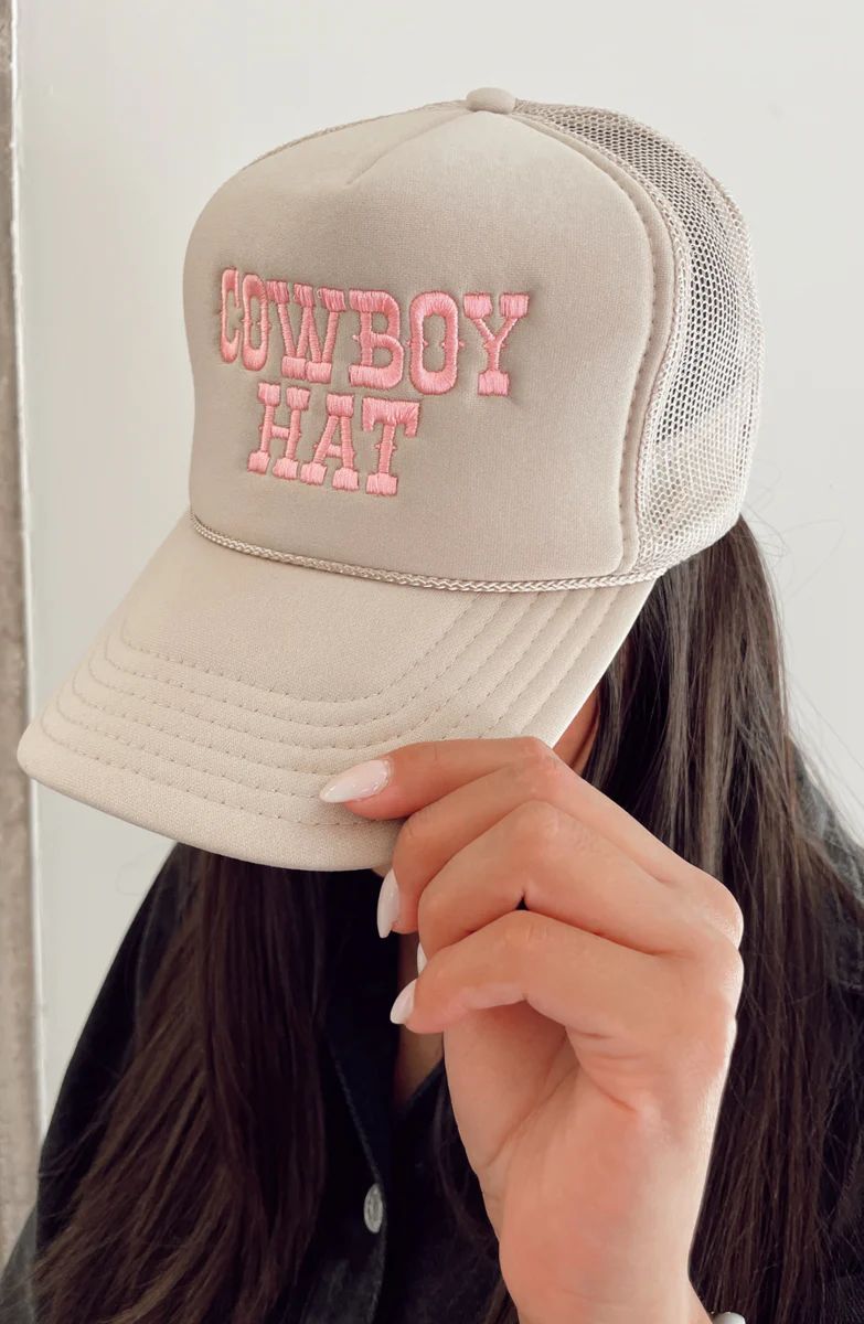 Pink "Cowboy Hat" Trucker Hat | Apricot Lane Boutique