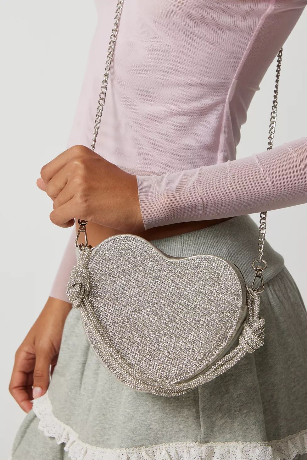 Kimchi Blue Diamonte Heart Baguette Bag | Urban Outfitters (US and RoW)