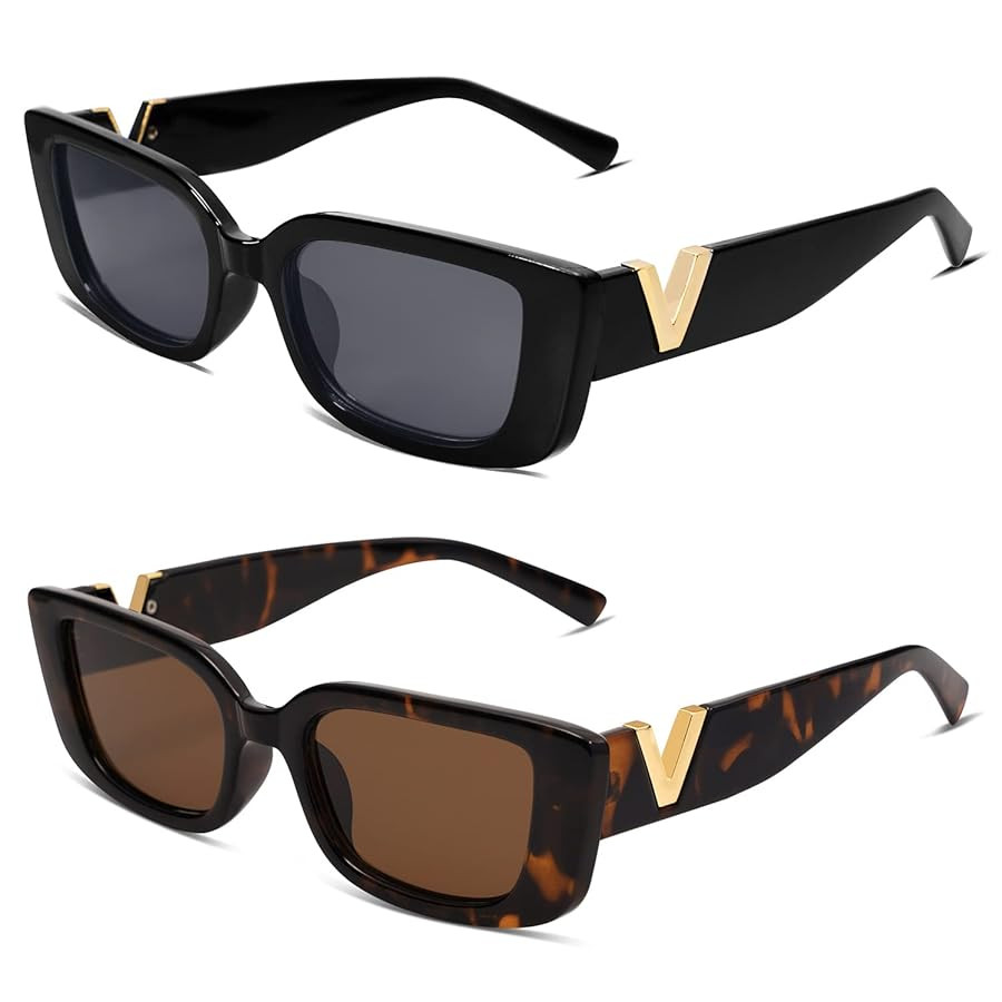 Allarallvr Rectangle Sunglasses for Women 90s Retro Trendy Y2K Classical Vintage Square Shades AR... | Amazon (US)