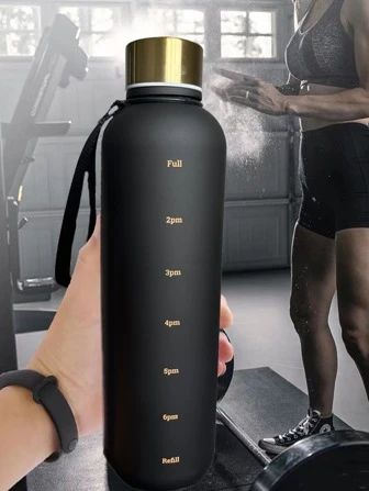 1 black 1000ML portable outdoor sports water bottle | SHEIN