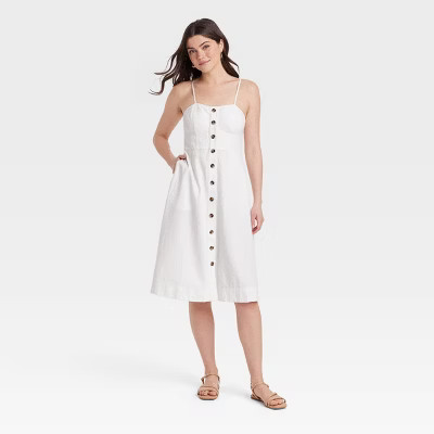 Women's Corset Linen Midi A-Line Dress - Universal Thread™ | Target