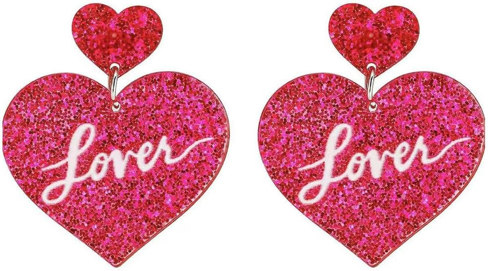 Pink Heart Earrings Lover Earrings Concert Outfit Gifts for Women Swiftie Fans | Amazon (US)