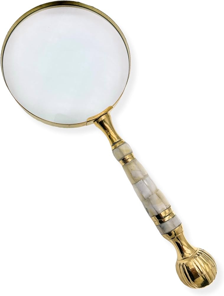 4X Magnifying Glass | Handmade Mother of Pearl & Brass Handle | Extra Large 10" Handheld Magnifie... | Amazon (US)