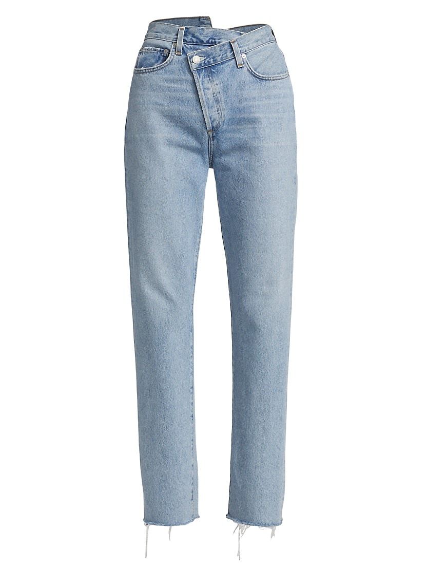 Criss Cross High-Rise Distressed Straight-Leg Jeans | Saks Fifth Avenue