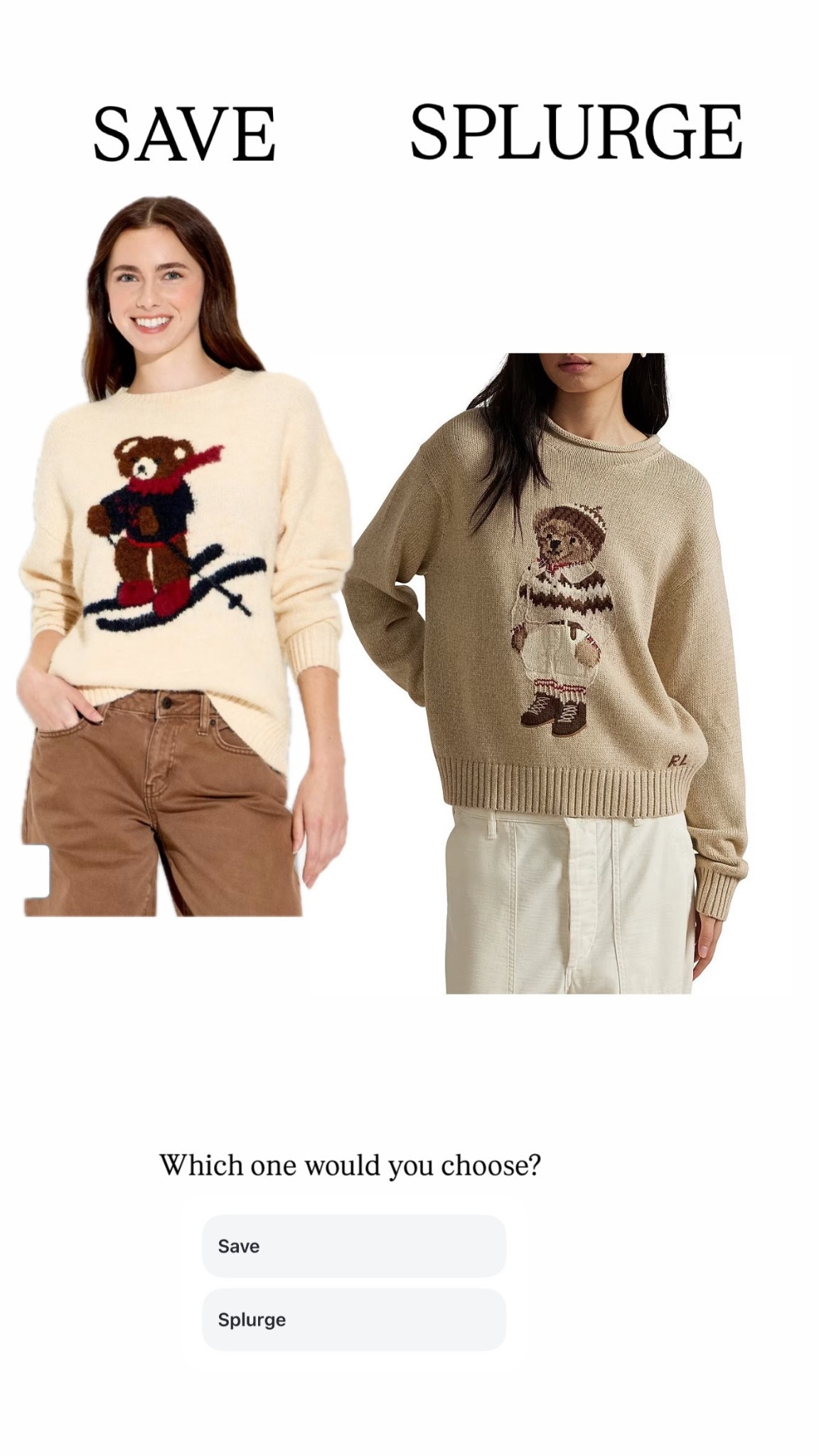 Polar bear sweater: save versus splurge 

#LTKootd #LTKmomlife #LTKCyberWeek