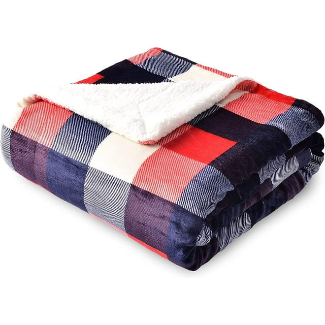 Buffalo Plaid Sherpa Fleece Throw Blanket, Double-Sided Checkered Super Soft Luxurious Bedding Bl... | Walmart (US)