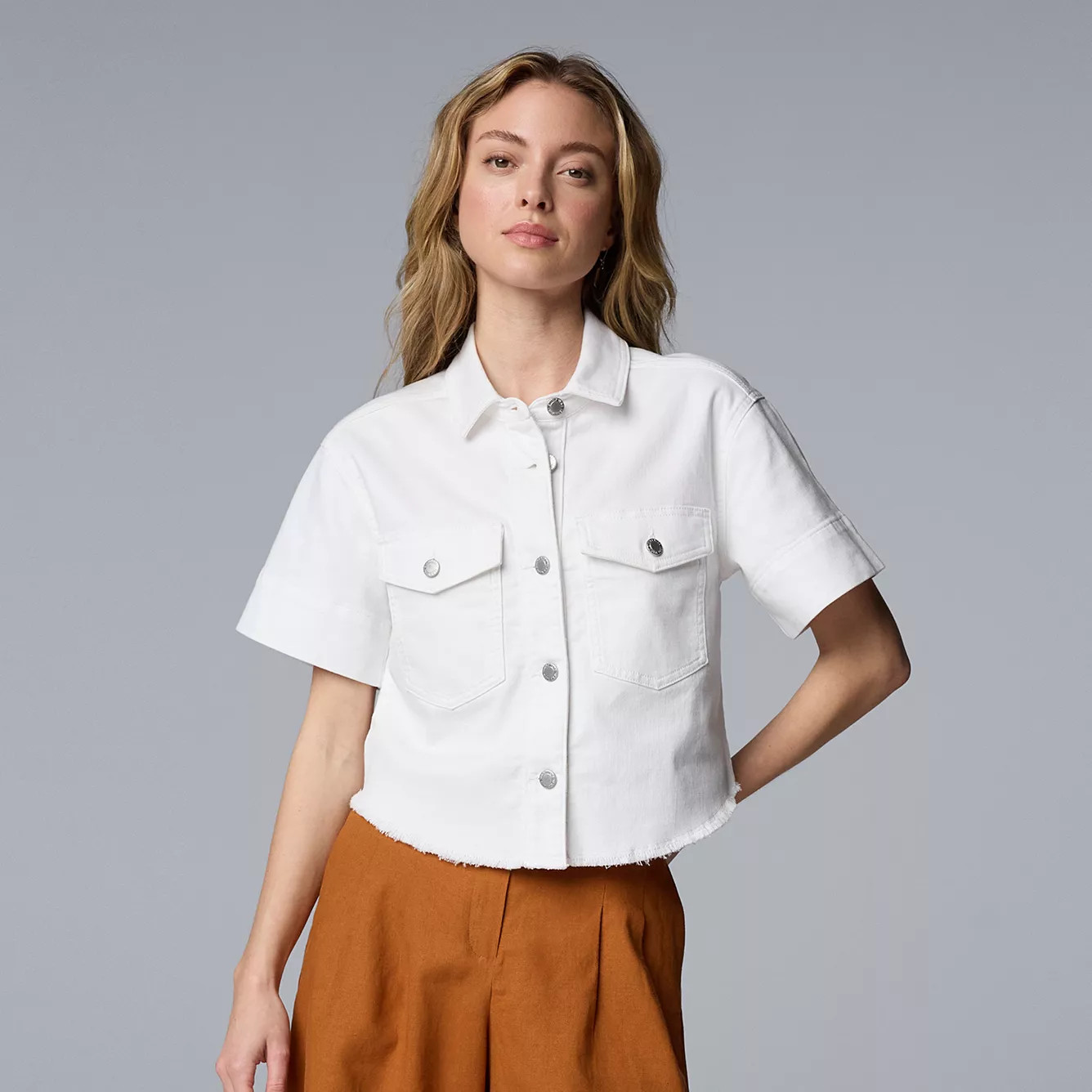 Women's Simply Vera Vera Wang Short Sleeve Denim Jacket | Kohl's