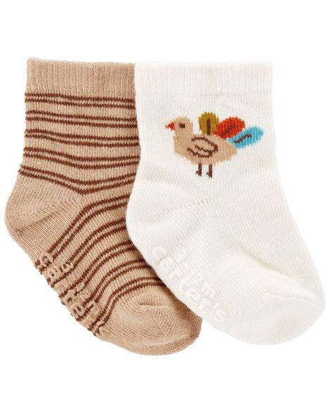 Carter's Baby Girls 2-Pack Thanksgiving Booties 12-24 Brown/White | Carter's