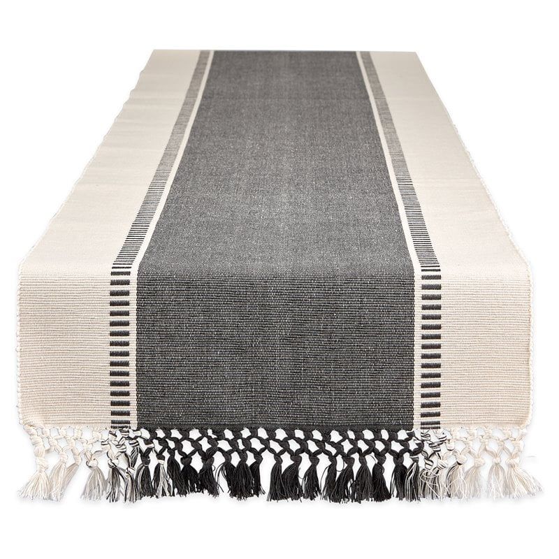 DII 13x72" Modern Cotton Mineral Dobby Stripe Table Runner in Gray | Walmart (US)