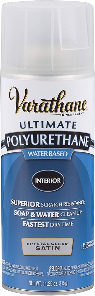 Rust-Oleum 200281 Varathane Crystal Clear Spar Urethane Spray, Satin Finish, Multicolor, 11 Fl Oz | Amazon (US)