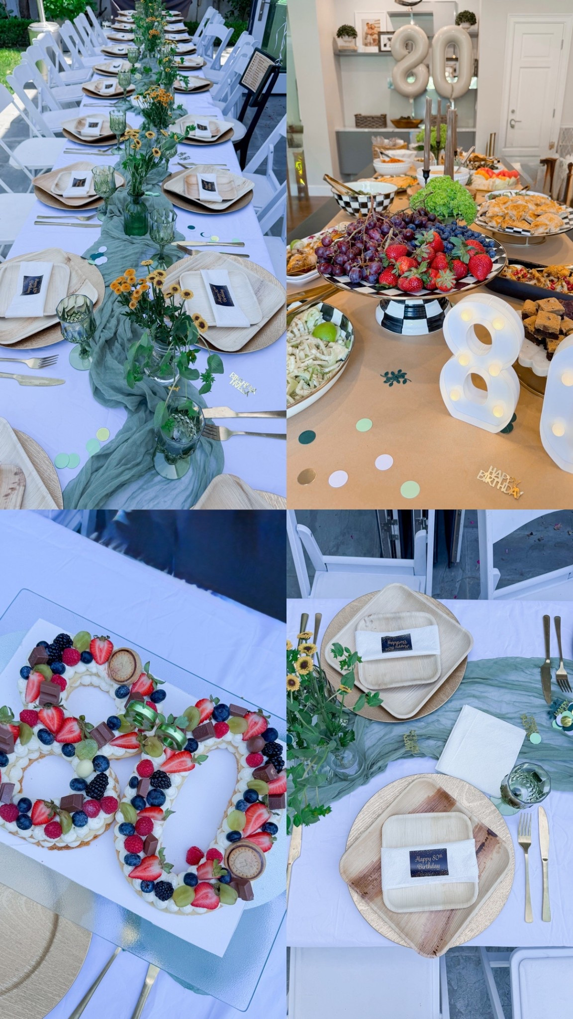 Celebrated my dad’s 80th with a beautiful lunch. His favorite color is green so we went with it 

Amazon finds
Birthday decoration 
Makanzie Childs 
Brunch set up 

#LTKSaleAlert #LTKdayinmylife #LTKHome