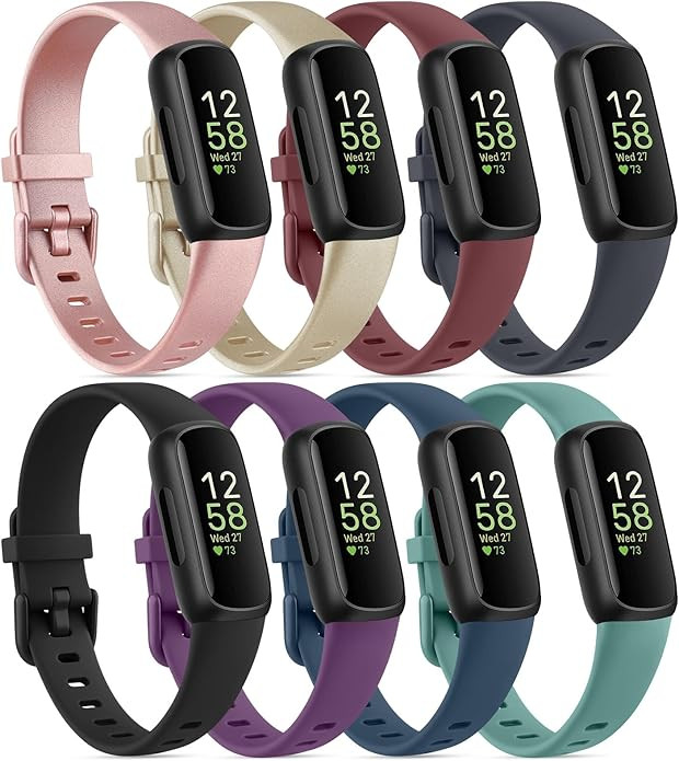 8 Pack Compatible with Fitbit Inspire 3 Bands for Women Men, Sport Silicone Adjustable Replacemen... | Amazon (US)