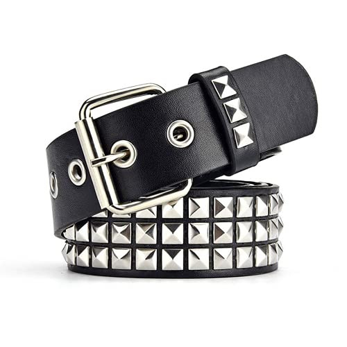 Black Studded Belt Punk Rock Rivet Belt Grommet Threads belts with Bright Metal Pyramid for Women... | Amazon (US)
