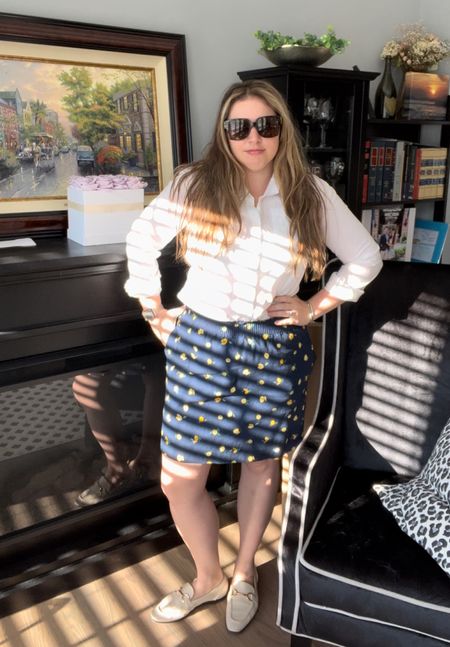 Midsize work outfit 

Business casual outfit 

Skirt is old jcrew factory, they still sell it but not in this print 

Shirt is old navy 

Loafers are Steve Madden I love these 

Sunnies are ysl 

Lemon print, jcrew, jcrew city skirt outfit, office outfit, corporate outfit, loafers outfit, classic style, summer work outfit



#LTKstyletip #LTKFind #LTKworkwear