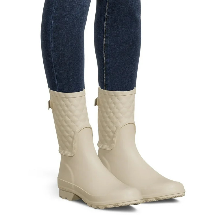 Time and Tru Women's Quilted Rain Boots with Buckle, Sizes 6-10 | Walmart (US)