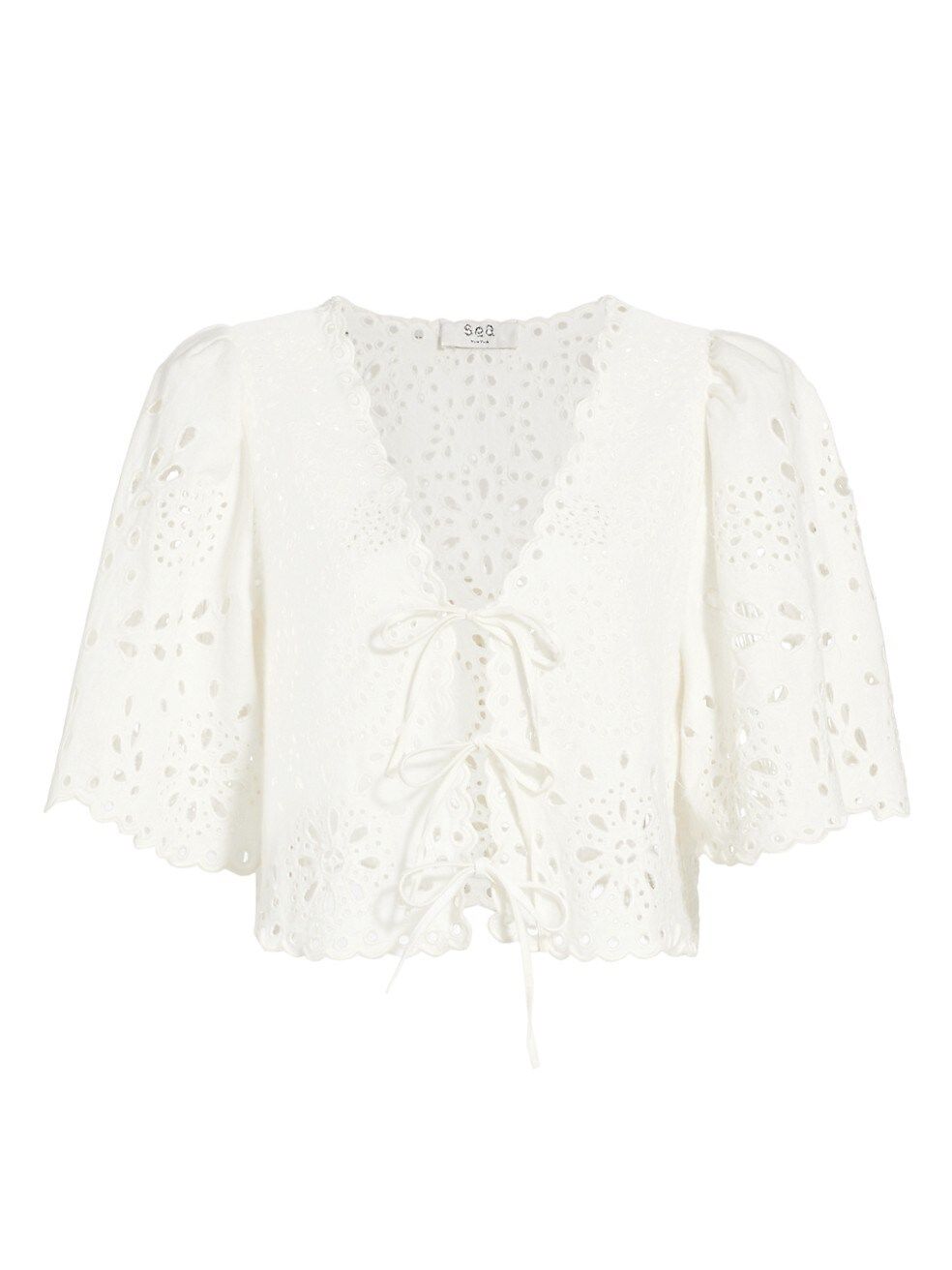 Sea Cotton-Linen Embroidered Top | Saks Fifth Avenue