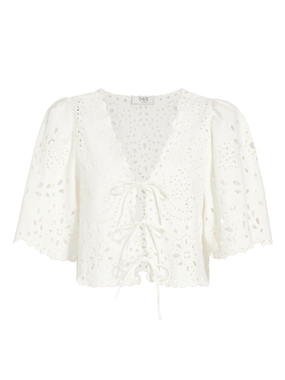 Sea Cotton-Linen Embroidered Top | Saks Fifth Avenue