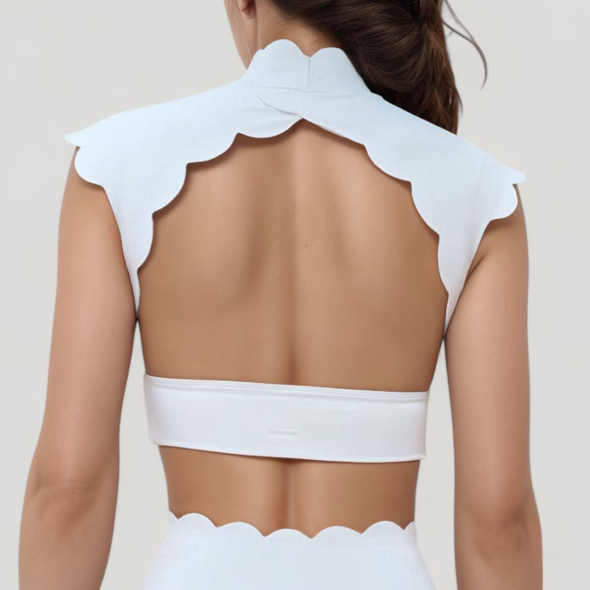 Anna-Kaci Active Women's Scallop Edge High Neck Cropped Top with Cap Sleeves and Open Back Detail... | Target