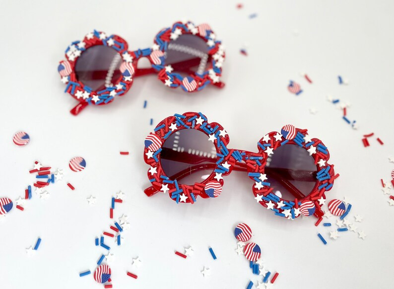 Red White and Blue Flower Sunglasses (Kids) 4th of July | Etsy (US)