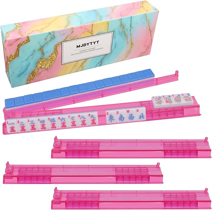Clear PS Material Advanced Non-Slip Mahjong Racks with Pushers, 4-Pack Sturdy Fade Resistant, Ame... | Amazon (US)