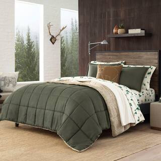 Eddie Bauer Sherwood 3-Piece Green Solid Microsuede Full/Queen Comforter Set USHSA51122303 - The ... | The Home Depot