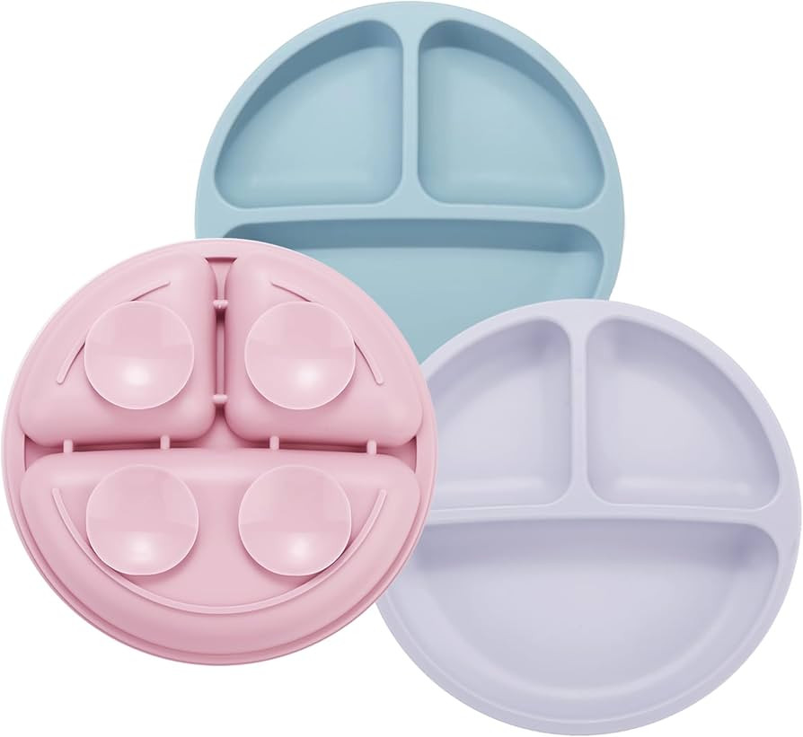 PandaEar 3 Pack Toddler Plates, Silicone Divided Suction Plate for Babies, BPA-Free 100% Food-Gra... | Amazon (US)
