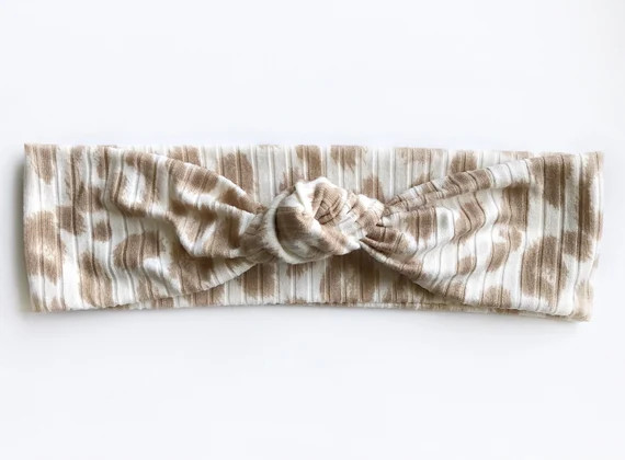 Personalized Ivory & Tan Cheetah Knot Headband | Etsy (US)