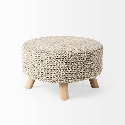 Mercana Bina Stool,Taupe Wool | Brown Wood | 24L,Ottomans & Accent Stools | Amazon (US)