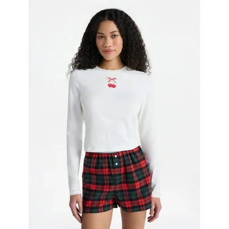 No Boundaries Baby Tee with Long Sleeves Women’s | Walmart (US)