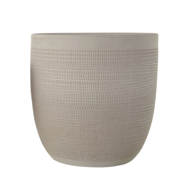 Woven Paths Large Matte White Embossed Stoneware Planter | Walmart (US)