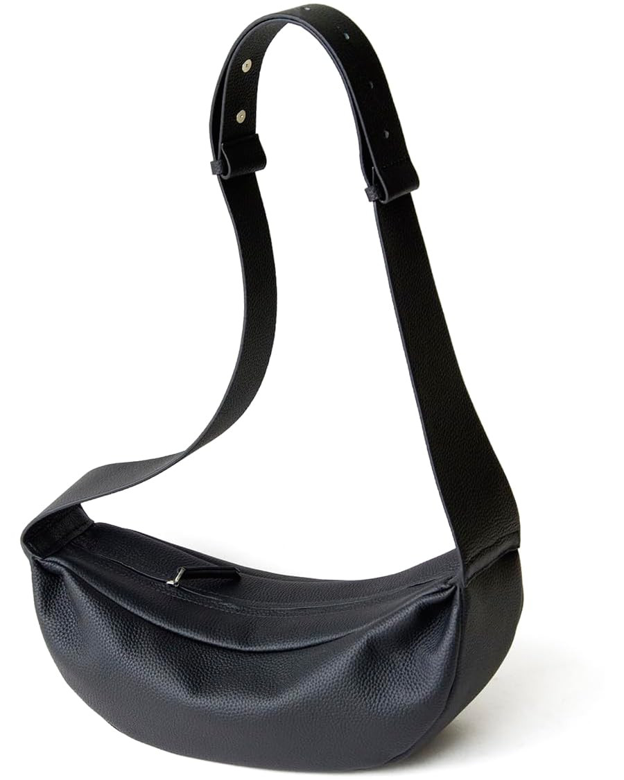Genuine Leather Sling Bags Crossbody Women, Minimalist Style Casual Chest Bags with Wide Strap | Amazon (US)