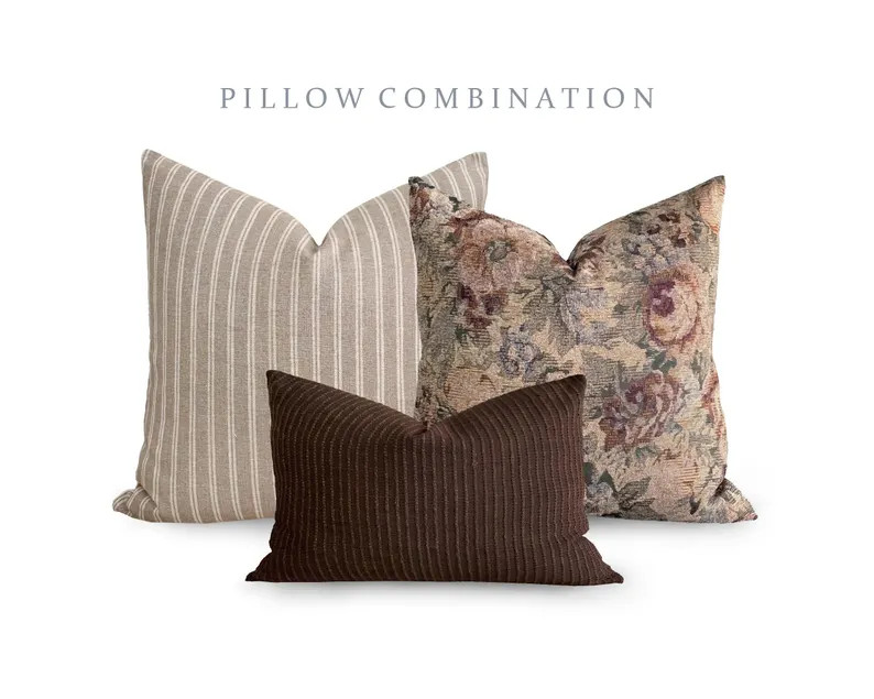 PILLOW COMBO | Warm Neutral Pillow Combination, Moody Pillow Combo, Brown Pillow Combo, Sofa Pill... | Etsy (Global)