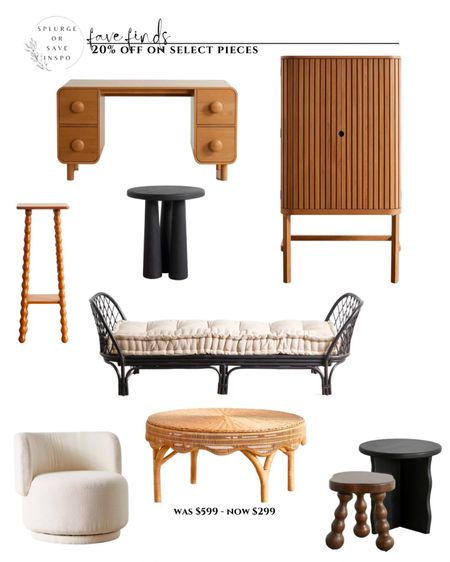 Mid century modern furniture. Black daybed. Tall bar unit. Black side tables organic modern. Swivel accent chair. Rattan coffee table round. Light wood desk modern.

#LTKsalealert #LTKhome #LTKFind