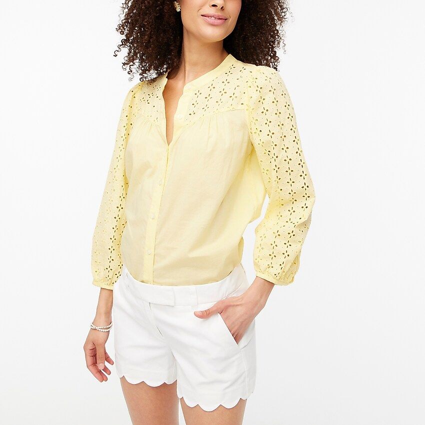 Mixed-media button-front top | J.Crew Factory