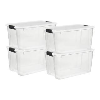Large 70 Qt Clear Base Ultra Latch Storage Container Box Tote (4 Pack) | The Home Depot