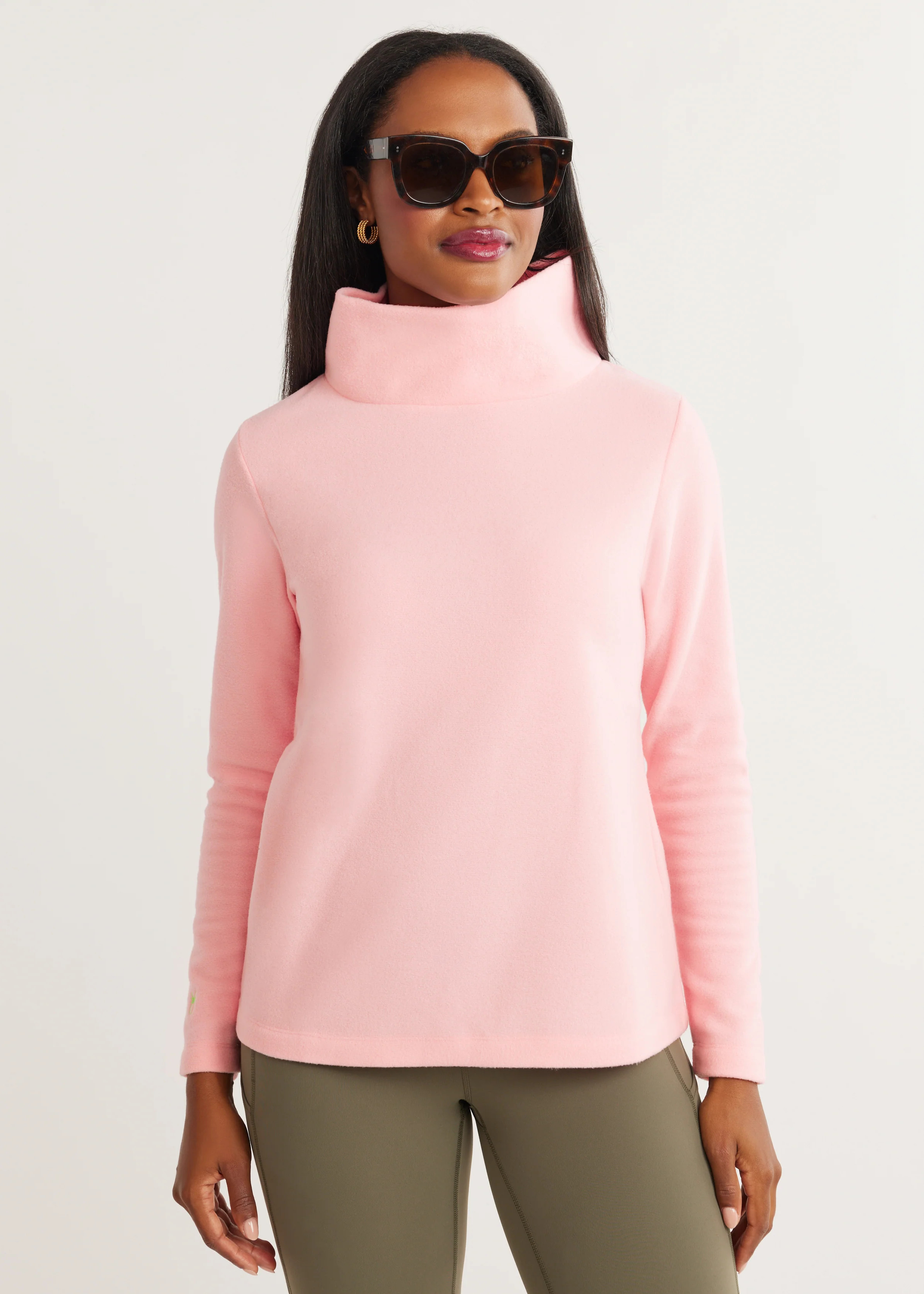 Greenpoint Turtleneck in Vello Fleece (Pink Peony) | Dudley Stephens
