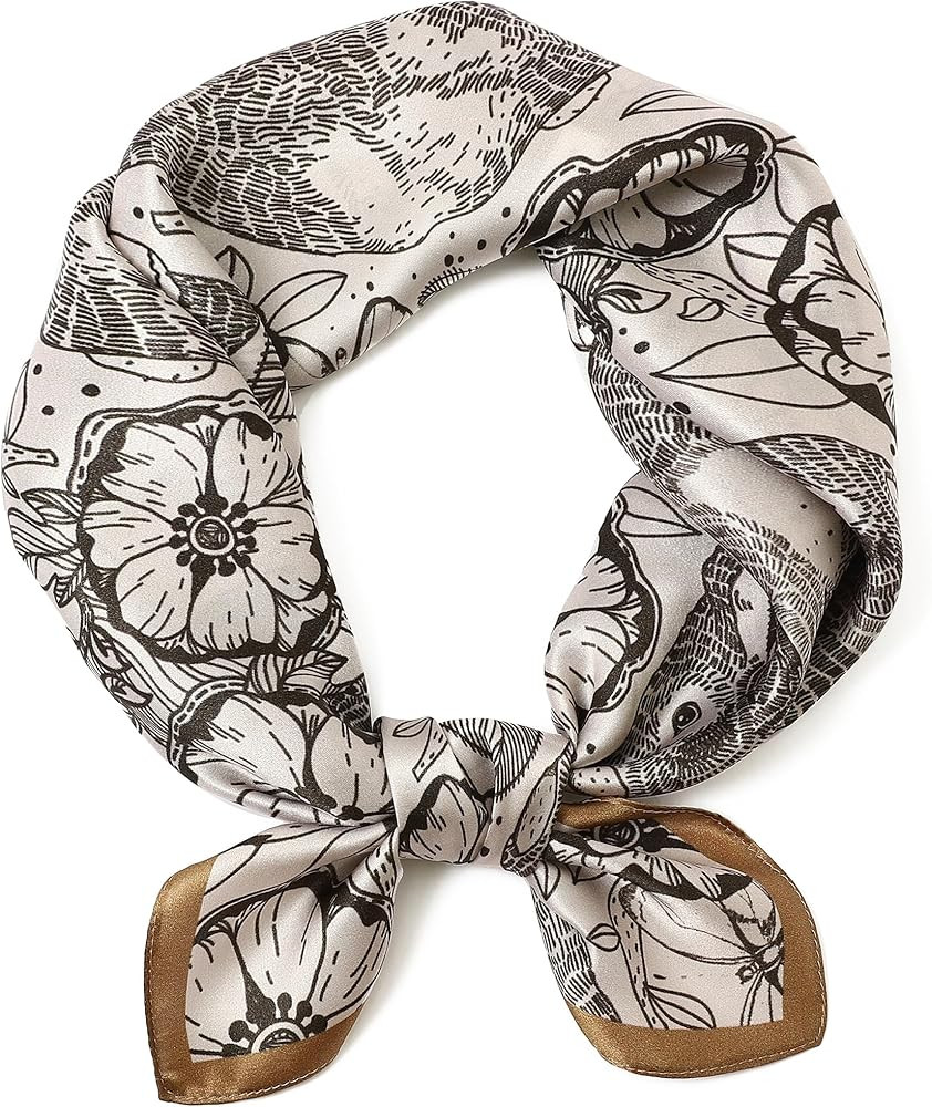 100% Pure Mulberry Silk Square Scarf-27''x27"Lightweight Hair Scarves Headscarf Night Sleeping wi... | Amazon (US)