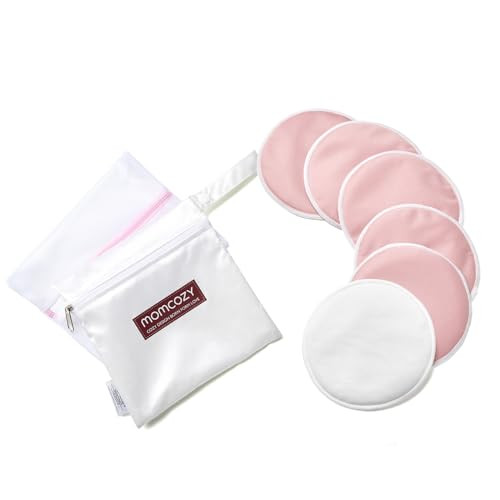 Momcozy Reusable Breast Pads 6 Count, Ultra Thin Washable Nursing Pads, Come with Dry & Wet Separation Bag + Wash Bag | Amazon (US)